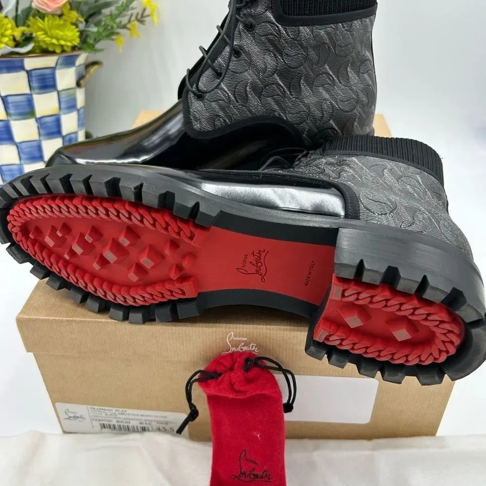 Men's Christian Louboutin Trapman leather boots size 43.5 made in Italy - Picture 5 of 10